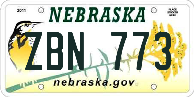 NE license plate ZBN773