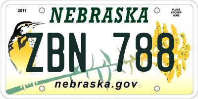 NE license plate ZBN788