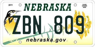 NE license plate ZBN809