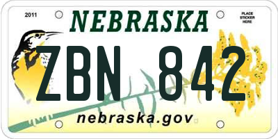 NE license plate ZBN842
