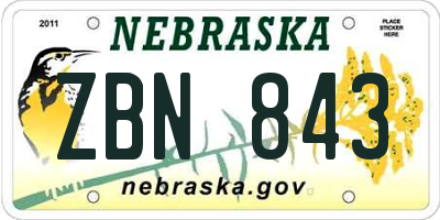 NE license plate ZBN843