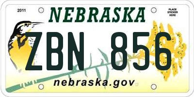 NE license plate ZBN856