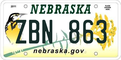 NE license plate ZBN863