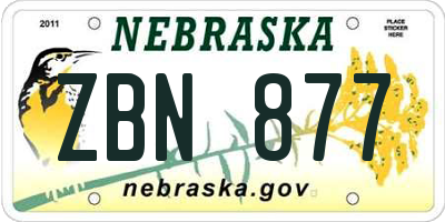 NE license plate ZBN877