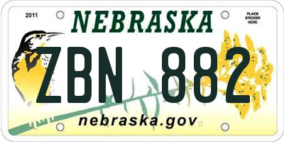 NE license plate ZBN882