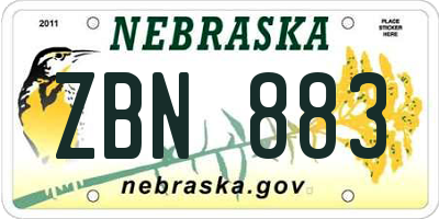 NE license plate ZBN883