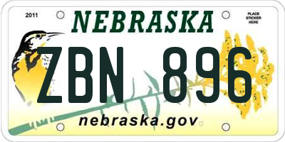 NE license plate ZBN896
