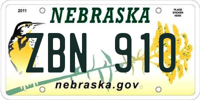 NE license plate ZBN910