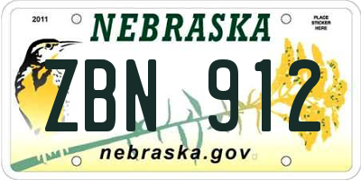 NE license plate ZBN912