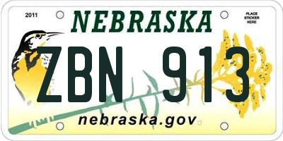 NE license plate ZBN913