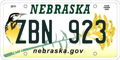 NE license plate ZBN923