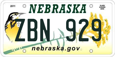 NE license plate ZBN929