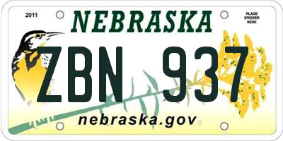 NE license plate ZBN937