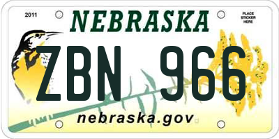 NE license plate ZBN966
