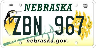 NE license plate ZBN967