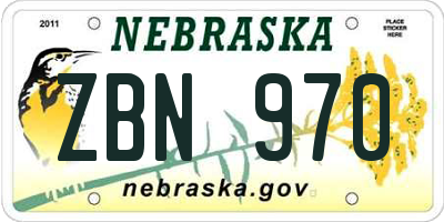 NE license plate ZBN970