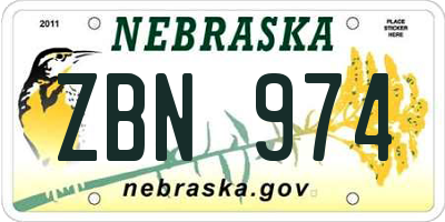 NE license plate ZBN974