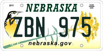 NE license plate ZBN975