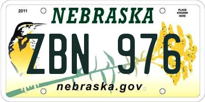 NE license plate ZBN976