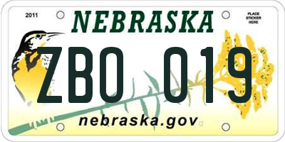NE license plate ZBO019