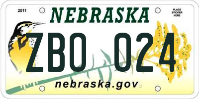 NE license plate ZBO024