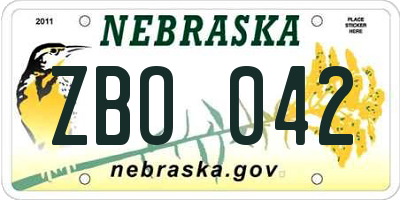 NE license plate ZBO042