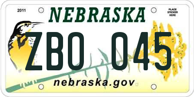 NE license plate ZBO045