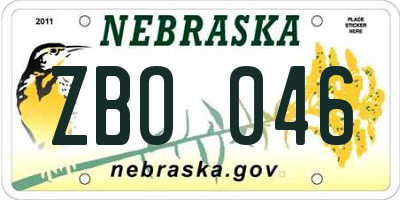 NE license plate ZBO046