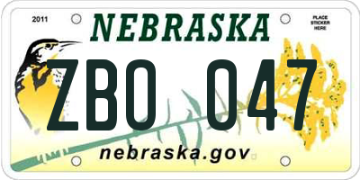 NE license plate ZBO047