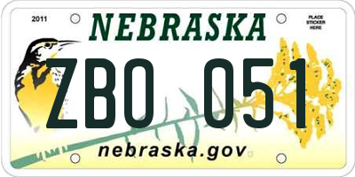 NE license plate ZBO051