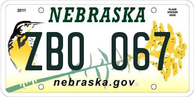 NE license plate ZBO067