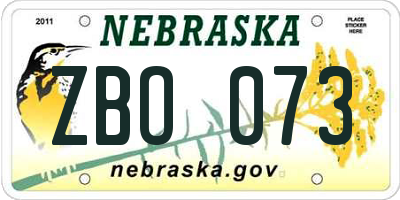 NE license plate ZBO073