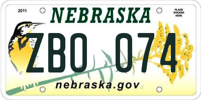 NE license plate ZBO074