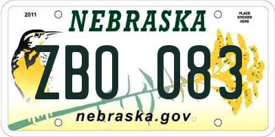 NE license plate ZBO083
