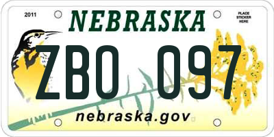 NE license plate ZBO097