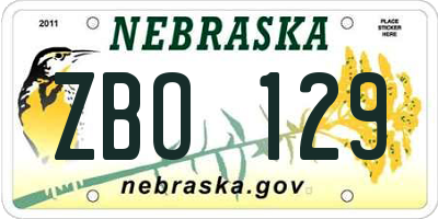 NE license plate ZBO129