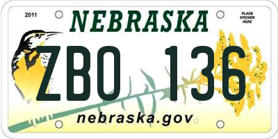 NE license plate ZBO136