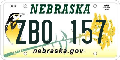 NE license plate ZBO157