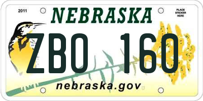 NE license plate ZBO160