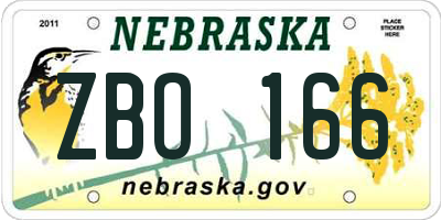 NE license plate ZBO166