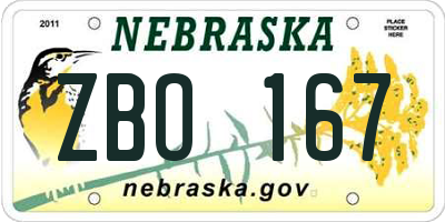 NE license plate ZBO167