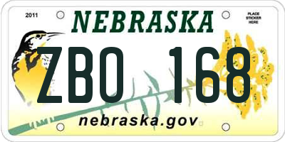 NE license plate ZBO168