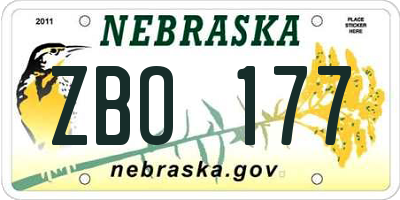 NE license plate ZBO177