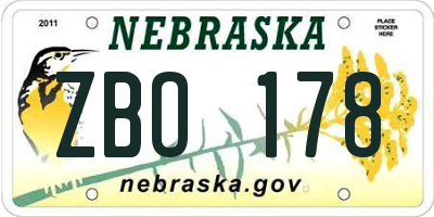NE license plate ZBO178