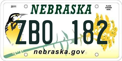 NE license plate ZBO182