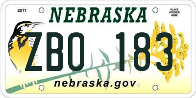 NE license plate ZBO183