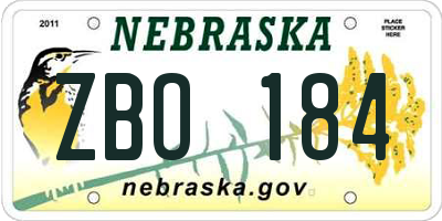 NE license plate ZBO184