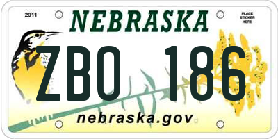 NE license plate ZBO186