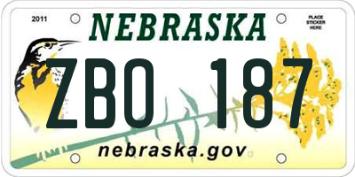 NE license plate ZBO187