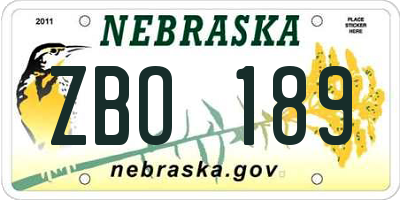 NE license plate ZBO189